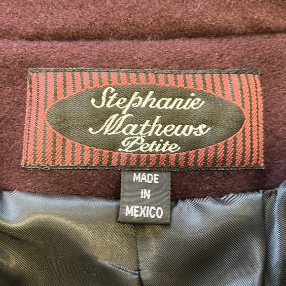 Vintage Stephanie Matthews Wool Coat Long Dark Purple Eggplant with Sc… - Picture 9 of 15